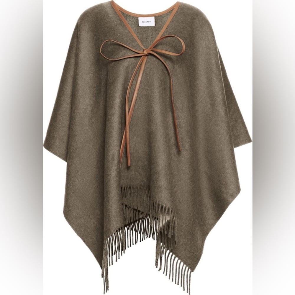 Sleeper Brown Poncho with Tan Trim